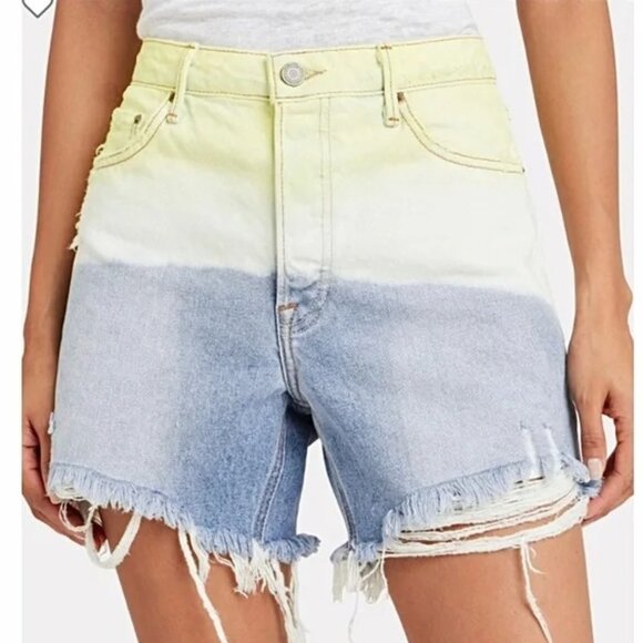 GRLFRND Jourdan Tie-Dye Ripped Denim Shorts Women's 30 - Picture 1 of 12